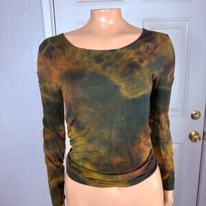 AMB Second Skin Women's Shirt One Size Tie Dye Crew neck Nylon Long Sleeve J10